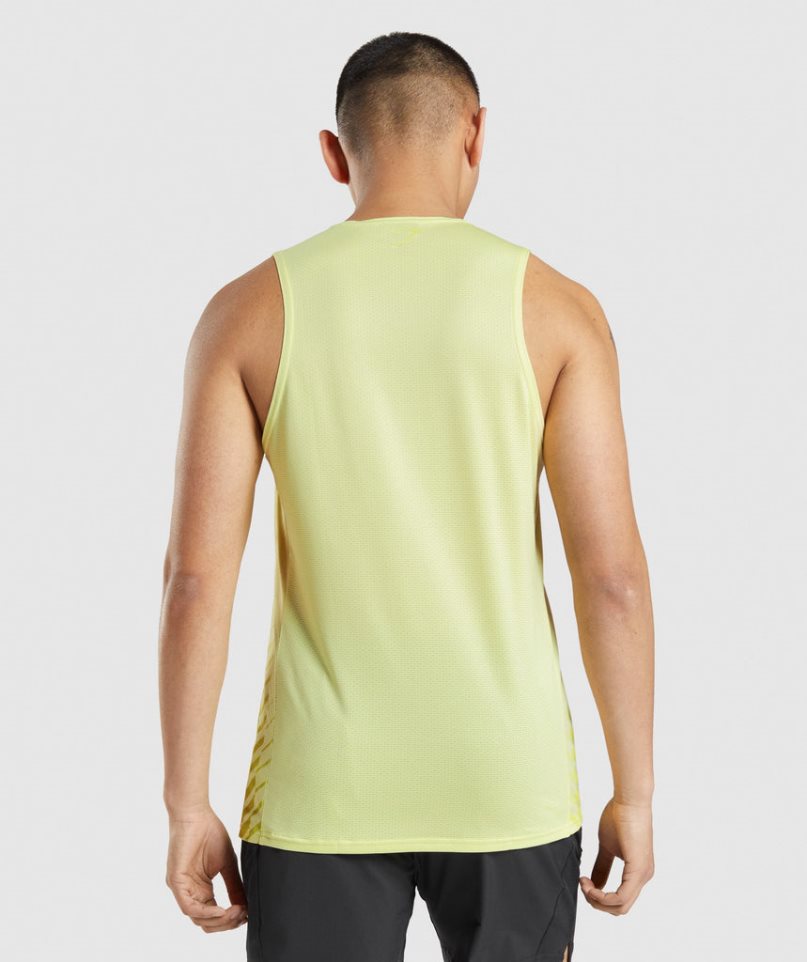 Men's Gymshark Sport Stripe Tanks Yellow | NZ 5ABOSH